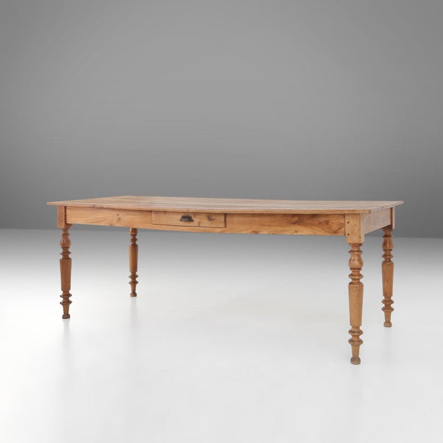 French Wabi Sabi Style Dining Table in Elm with Drawer, 1850s For Sale - Image 14 of 14