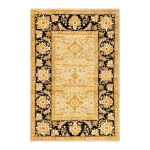 Ottoman, One-of-a-Kind Hand-Knotted Area Rug - Yellow, 4' 3" x 6' 4"