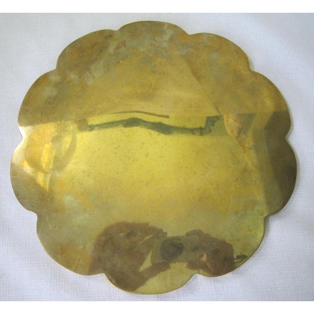 Vintage Chinese Enamel and Brass Tray For Sale - Image 4 of 4