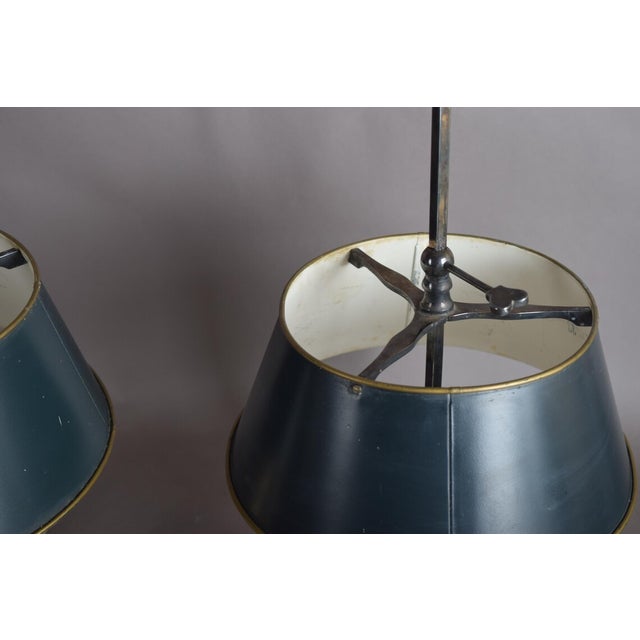 Green French Bouillotte Lamps in Silvered Metal, 1940s, Set of 2 For Sale - Image 8 of 18
