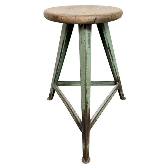 Industrial Green Workshop Stool, 1960s For Sale - Image 17 of 17