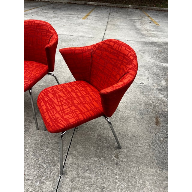 Vintage Collection of Red Abstract Coalesse Steelcase Dining Chairs For Sale - Image 10 of 12