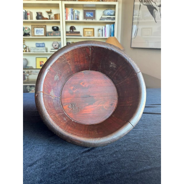 Wood Compact Antique Chinese Wooden Basin With Iron Bands For Sale - Image 7 of 8