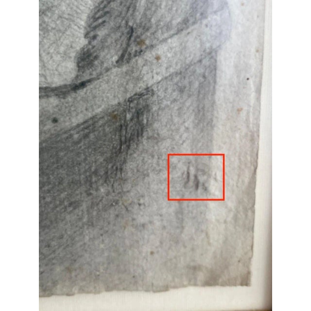 Wood Grand Tour' Old Master Drawing of a Seated Male Nude Antique Statue Torso For Sale - Image 7 of 7