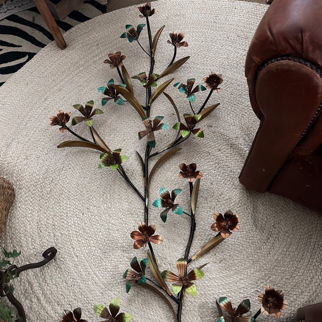 Metal Art Sculpture Floral and Leaves, Set For Sale - Image 12 of 12