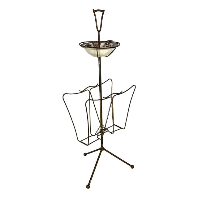 Vintage Italian Brass Magazine Rack, 1950s For Sale