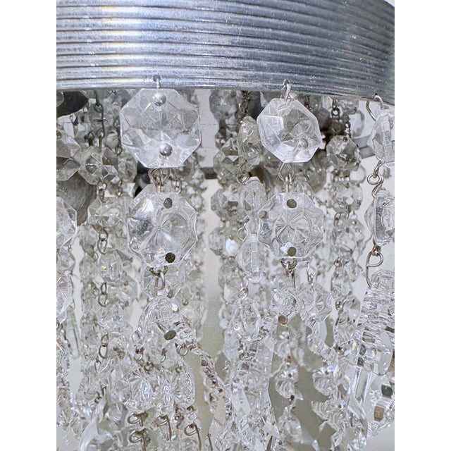 Mid 20th Century Hollywoord Regency Ridged Chrome Rim With French Pendalogue Crystals For Sale - Image 11 of 12