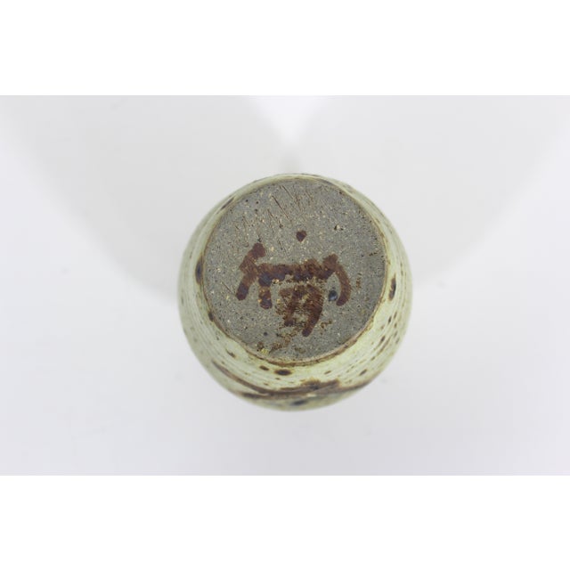 Vintage Speckled Studio Pottery Stoneware Vase Signed For Sale - Image 9 of 10