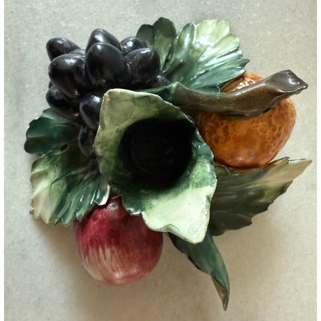 Vintage Italian Capodimonte Ceramic Fruit Candle Holders by Visconti Mollica For Sale - Image 9 of 15