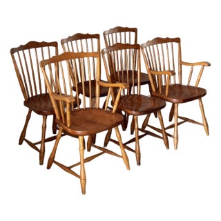 Vintage Windsor Style Dining Chairs - Set of Six For Sale