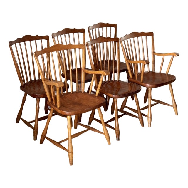 Vintage Windsor Style Dining Chairs - Set of Six For Sale