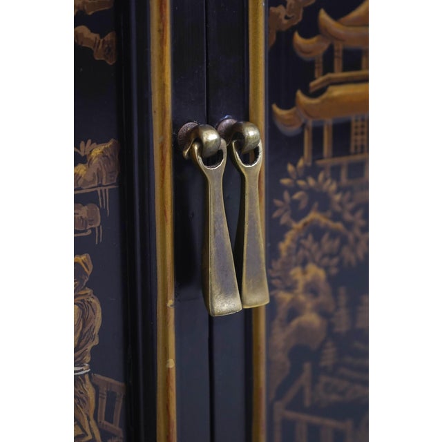 Drexel Heritage Chinoiserie Black Lacquer and Gold Brass Stand For Sale - Image 9 of 18