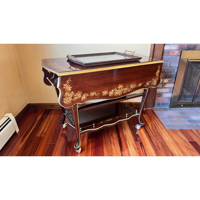 National Furniture Company 1980s Union National Furniture Company Flip Top Butler's Cart For Sale - Image 4 of 12