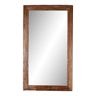 French Fluted Giltwood Mirror Frame With Original Mercury Plate, Circa 1860 For Sale