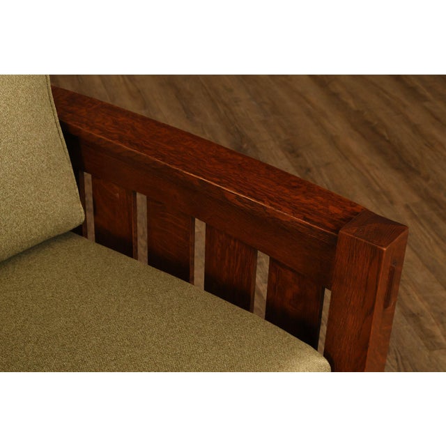 Custom Quality Mission Style Oak Settle Sofa For Sale - Image 9 of 18