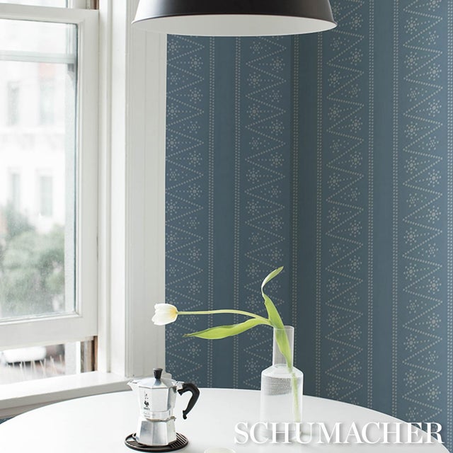 2020s Sample - Schumacher The Pearlies Wallcovering In Soft Blue For Sale - Image 5 of 6