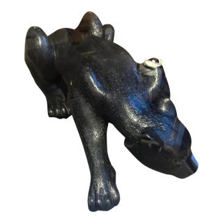 Black Panther Table With Beveled Glass Top, C. 1993 For Sale
