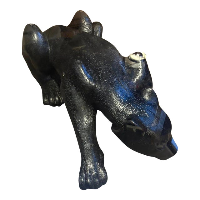 Black Panther Table With Beveled Glass Top, C. 1993 For Sale