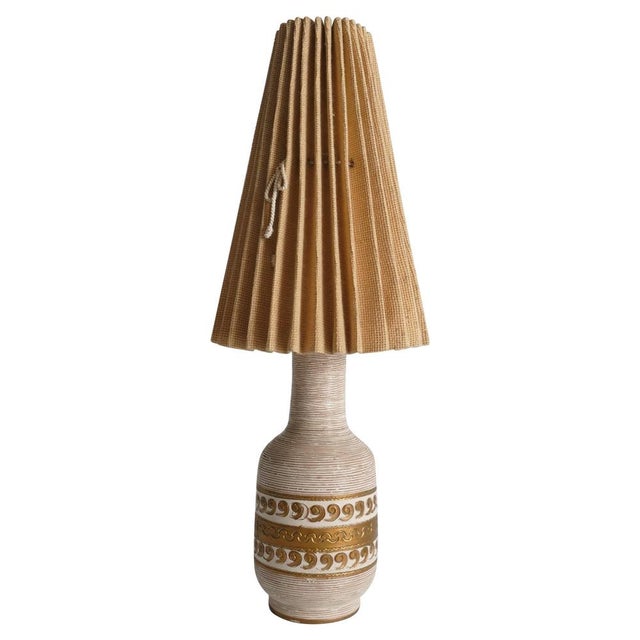 White and Gold Ceramic Table Lamp by Fratelli Fanciulacci, 1970s For Sale - Image 18 of 18