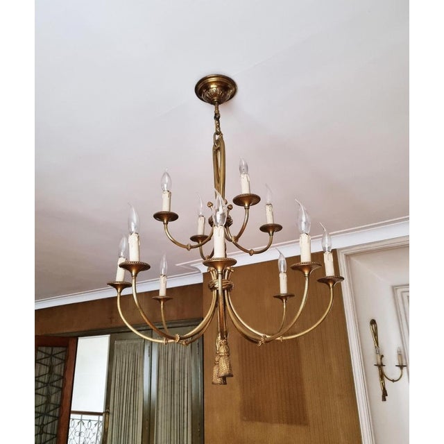 Louis XVI 12-Light Chandelier with Tassels in Gilt Bronze For Sale - Image 4 of 18