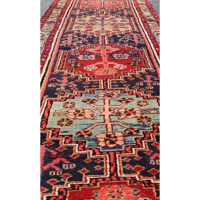 Long Antique Persian Heriz Runner With All-Over Sub-Geometric Medallion Design For Sale - Image 11 of 13