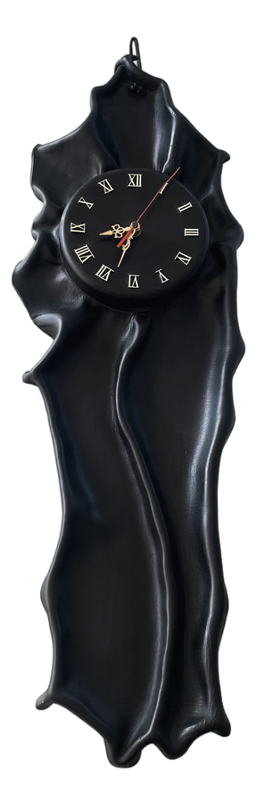 Large Handmade Leather Wall Clock, 1980s