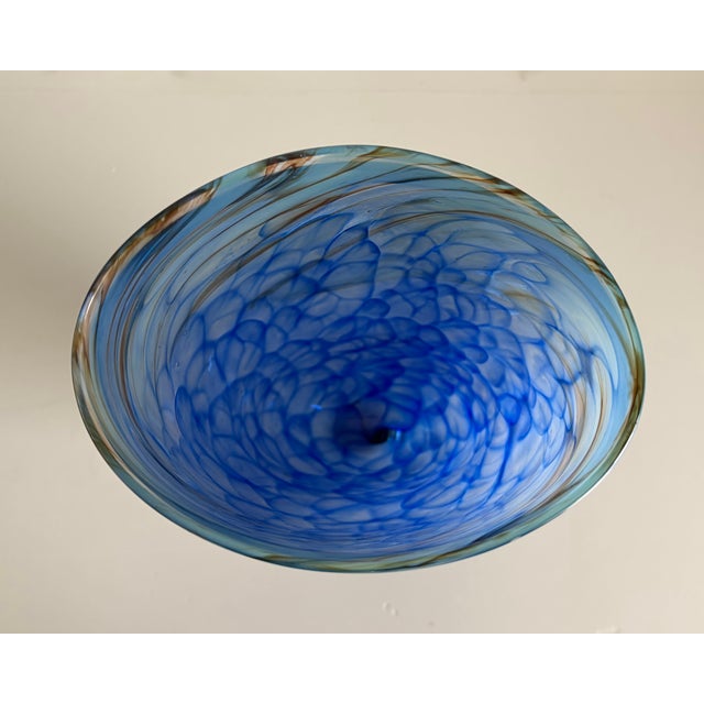 Blue & White Swirl Handmade Art Glass Vase For Sale In Dallas - Image 6 of 8