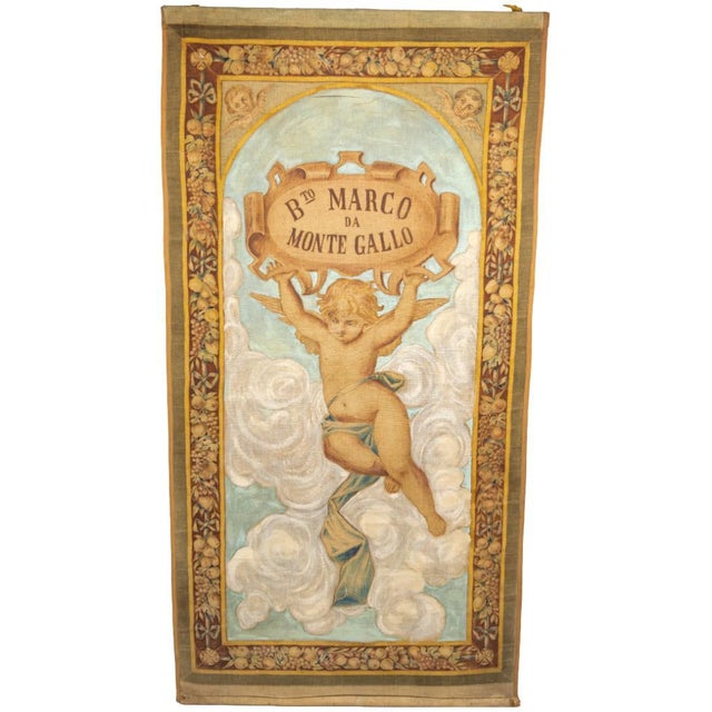 A monumental italian devotional painted tapestry, 18th century an imposing and rare 18th-century italian painted tapestry,...