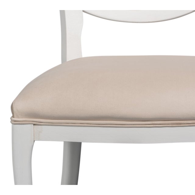 Cane Back Dining Chairs in White with Taupe Velvet, Sets of 2 For Sale In Raleigh - Image 6 of 11