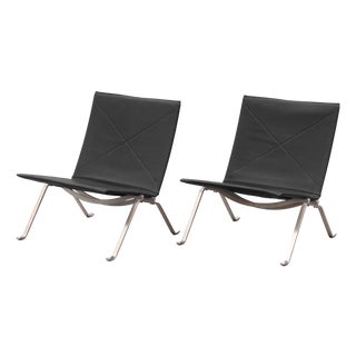 Poul Kjaerholm Pk22 Chairs Fritz Hansen Denmark Pair For Sale