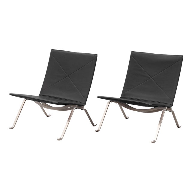 Poul Kjaerholm Pk22 Chairs Fritz Hansen Denmark Pair For Sale