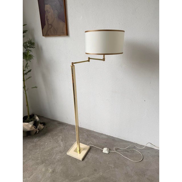 1980s Floor Lamp with Articulated Arm in Brass-Plated Metal, 1980s For Sale - Image 5 of 18