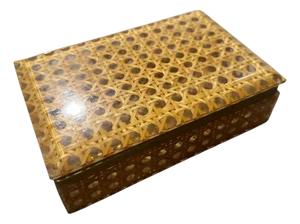 1980s Plexiglass and Vienna Straw Rectangular Box in the Manner of Dior Home