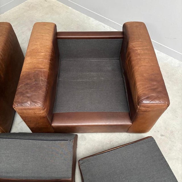 Vintage Brown Leather Lounge Chairs, 1970s, Set of 2 For Sale - Image 17 of 18