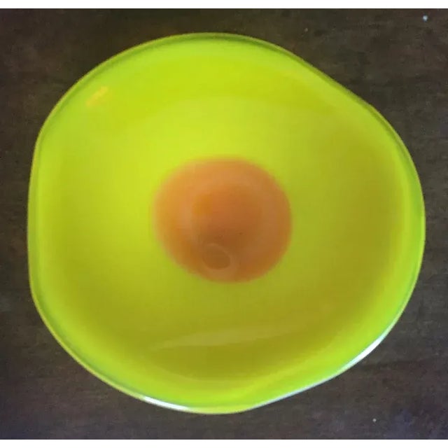 Yellow Mid-Century Modern Murano Cased Glass Bowl For Sale - Image 8 of 13