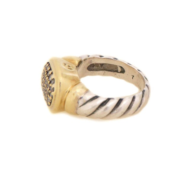 Late 20th Century David Yurman Noblesse Diamond 18k Gold 925 Silver Cable Ring For Sale - Image 5 of 6