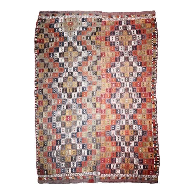 1940s Handmade Flatweave Multi Color Tones Vintage Cicim Kilim For Sale