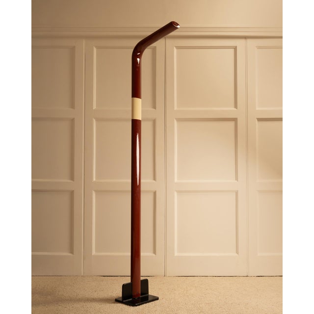 Lacquered designer floor lamp - France, 1970s Tall floor lamp with a clean, minimalist design. The main color is a vintage...