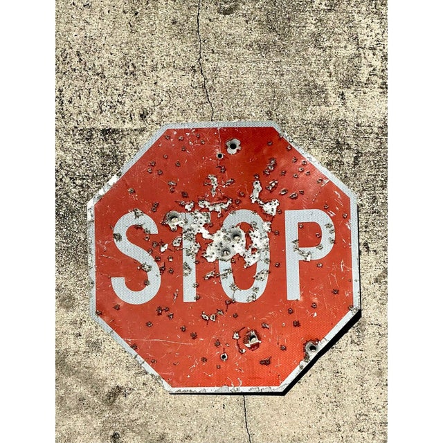 American Vintage Gunshot Stop Sign For Sale - Image 3 of 12