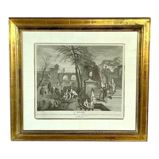 L' Hiver (Winter) Engraving Print, After Antoine Watteau For Sale