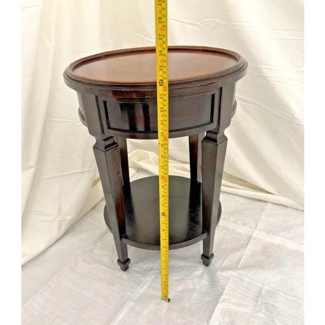 Wood 1990s Baker Furniture Round Table with shelf Plant Stand Italian Neo Classic Walnut For Sale - Image 7 of 10