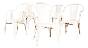 French Model C Armchairs Tolix Dining Chairs attributed to Tolix, 1950s, Set of 5