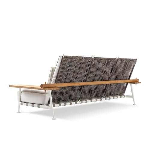 Cassina Teak and Fabric Steel Fenc-E-Nature Outdoor Sofa by Philippe Starck for Cassina For Sale - Image 4 of 9