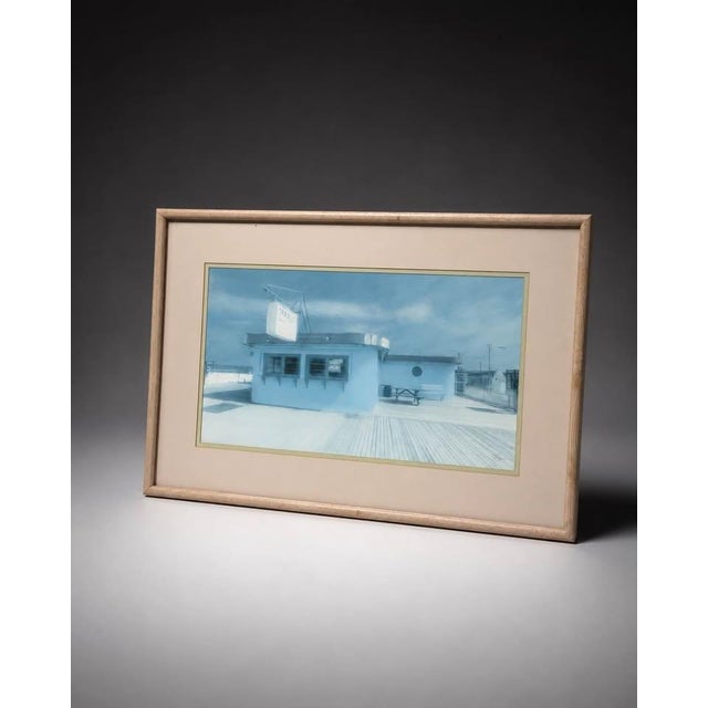 Large Framed Blue Coastal Boardwalk Print For Sale - Image 4 of 4