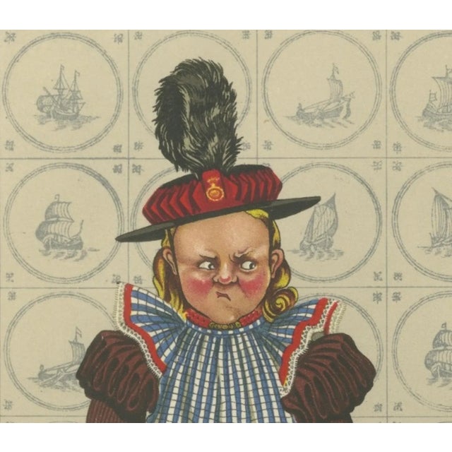 Charming Sunday Dress of Huizen Children – Late 19th-Century Dutch Costume This captivating antique print from the rare...