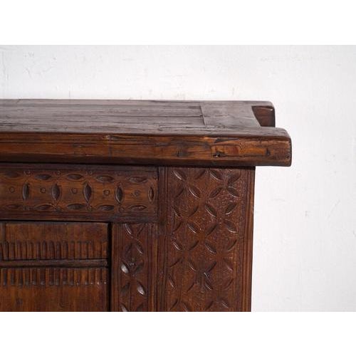 Wood Antique Carved Pine Sideboard, Xinjiang, China, 1900 For Sale - Image 7 of 14