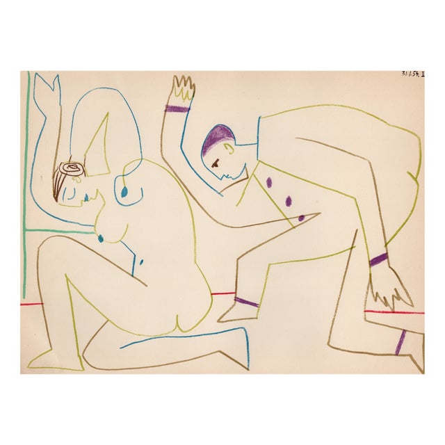 Pablo Picasso, The Acrobat and the Young Woman, Nude, Lithograph, 1954 For Sale
