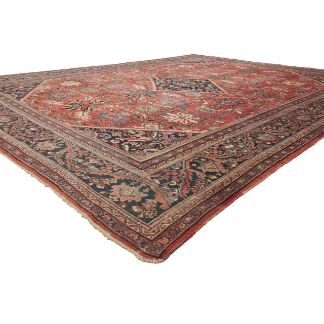 79921 Antique Persian Mahal Rug, 11'00 x 14'05. The Imperial Arabesque: An Antique Persian Mahal Masterpiece of Floral...