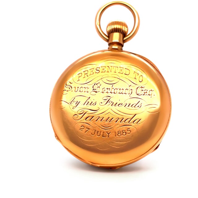 18ct Yellow Gold Open Dial Pocket Watch – 1881 – 80.9g For Sale - Image 4 of 8