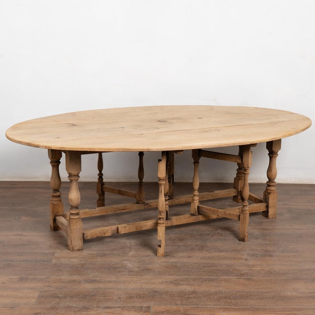 20th Century Bleached Oak English Wake Table Dropleaf Dining Table Console For Sale - Image 14 of 14